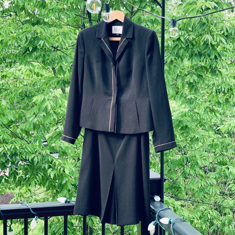 Le Suit Petite Jacket and Skirt Suit Set